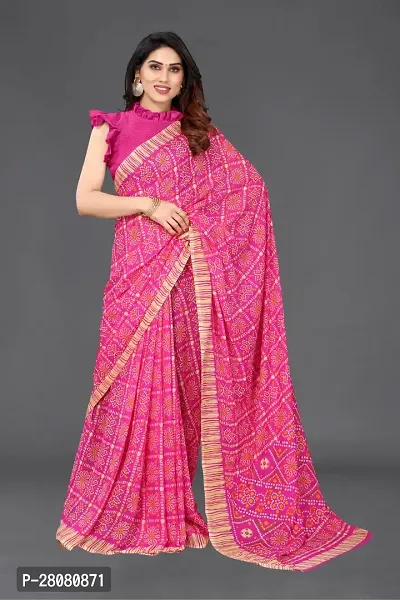 Elegant Georgette Badhani Saree With Unstitched Blouse Piece-thumb0