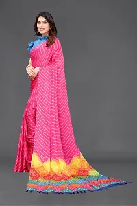 Elegant Pink Moss Chiffon Printed Saree With Unstitched Blouse Piece-thumb4