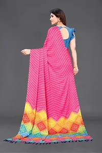 Elegant Pink Moss Chiffon Printed Saree With Unstitched Blouse Piece-thumb1