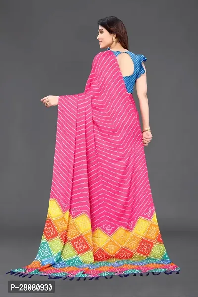 Elegant Pink Moss Chiffon Printed Saree With Unstitched Blouse Piece-thumb2