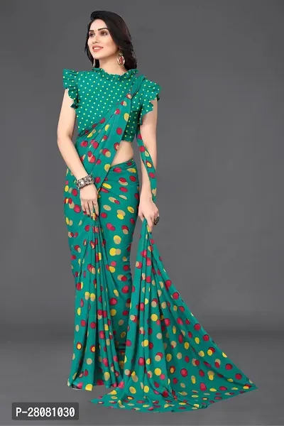 Women Georgette printed  saree with  Unstitched Blouse Piecee Green-thumb3