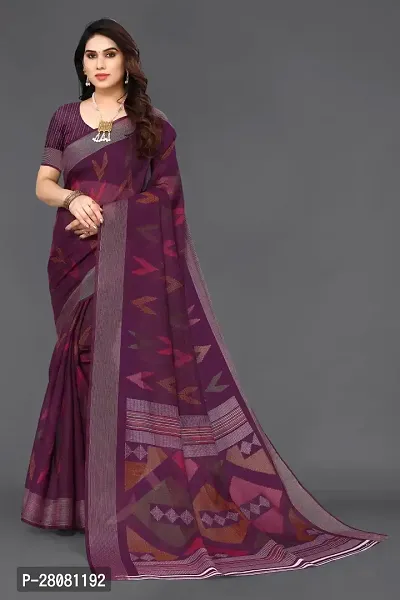 Beautiful Linen Saree with Blouse piece-thumb0