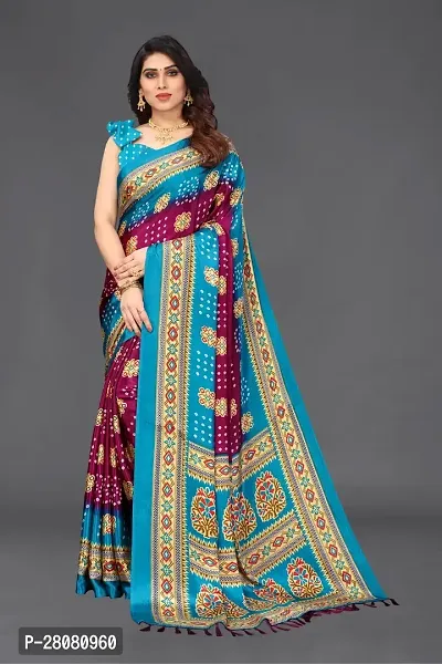 -Women Chiffon Printed Saree With Blouse Piece-thumb0