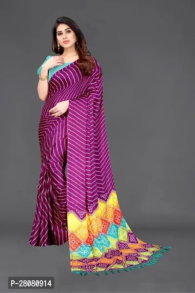 Women Chiffon Printed Saree With Blouse Piece-thumb0