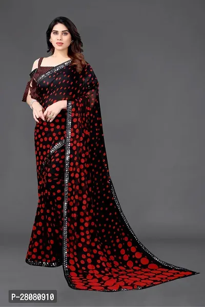 Women Georgette Print saree With Unstitched Blouse Piece-thumb0