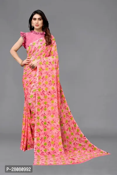 Women Georgette printed  Saree with Blouse Piece-thumb0