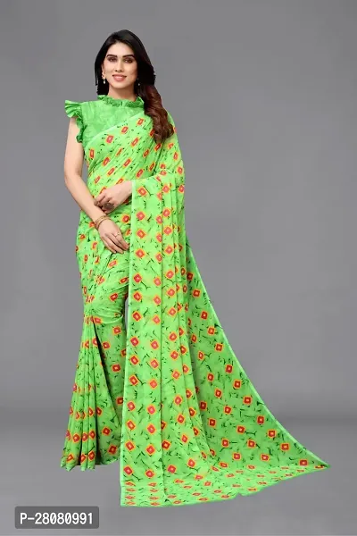 Women Georgette printed  Saree with Blouse Piece-thumb0