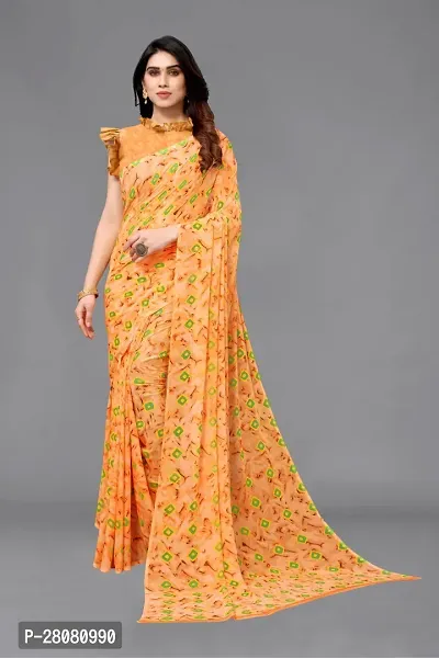 Women Georgette printed saree with Blouse Piece-thumb0