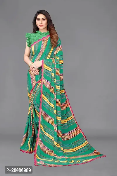 Women Georgette printed saree with Blouse Piece-thumb0