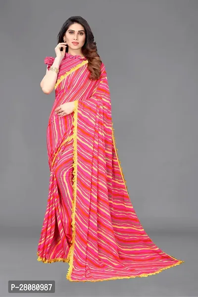 Women Chiffon Printed Saree With Blouse Piece-thumb0