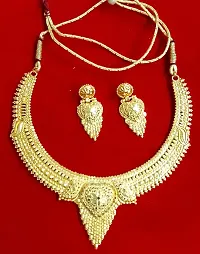 Lovely Fusion gold plated beautiful stylish Necklace Jewellery Set-thumb1