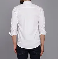 White Cotton Blend Solid Casual Shirts For Men-thumb1