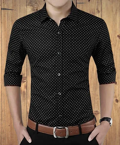 Super weston Cotton Polka Print Dotted Shirts for Men for Formal Use,100% Cotton Shirts,Office Wear Shirts, M=38,L=40,XL=42