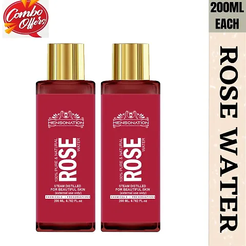 MENSONATION 100% Pure  Natural Rose Water Spray For Face, Skin  Hair (Pack Of 2)
