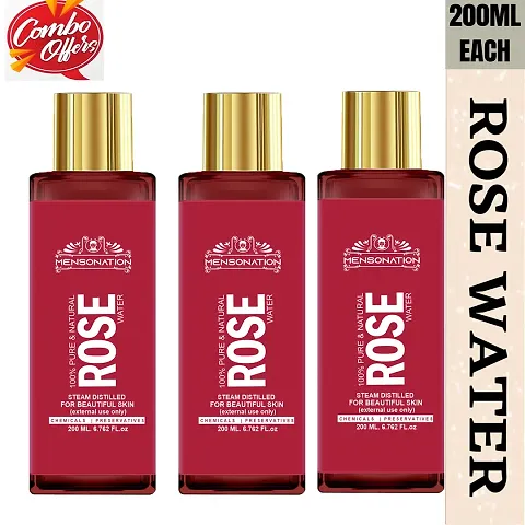 Pure And Natural Rose Water Spray For Face, Skin  Hair (Pack Of 3)
