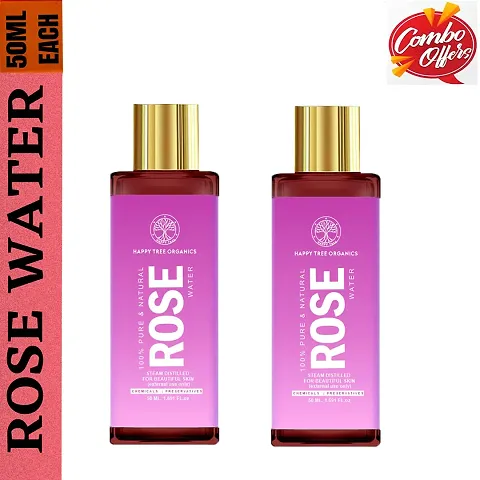 Happy Tree Organics Pure And Natural Rose Water Spray For Face, Skin And Hair (Pack Of 2)