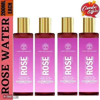 Pure And Natural Rose Water Spray For Face Skin  Hair Kannauj Gulab Jal 800 ML Pack Of 4-thumb0