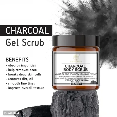 Organics Scrub For Face Activated Charcoal Scrub For Extra Care For Skin Brightening And Whitening  Pack Of 1-thumb0