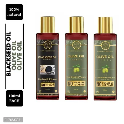 Happytree Organics Blackseed Oil+ Olive Oil+Olive Oil (100 ml each)