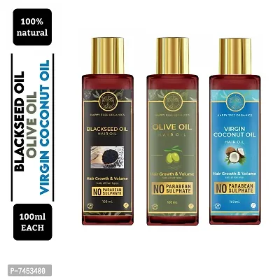 Happytree Organics Blackseed Oil+ Olive Oil+Virgin Coconut Oil (100 ml each)-thumb0