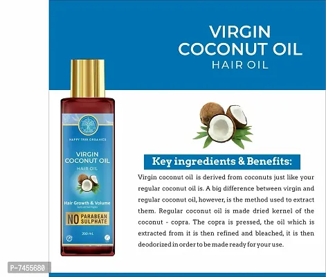 Happytree Organics Extra Virgin Organic Coconut Oil With The Natural Aroma Of Coconut Oil For Hair and Skin Care 200 ml-thumb0