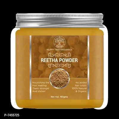 Happytree Organics 100% Natural and Organic Reetha Powder for the Skin Treatment and Scalp Treatment 150 gms-thumb0