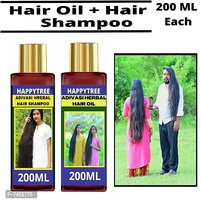 Happytree Organics Adivasi Neelambhari Medicine Hair Oil 200 ml and Shampoo for Hairfall Control and Hair Growth 200 ml