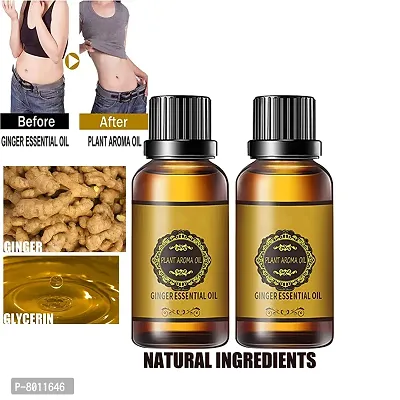 Herbal Ginger Massage Oil, Tummy Ginger Oil, For Belly Drainage Ginger Oil For Belly / Fat Reduction For Weight Loss- Pack Of 2, 30 ml each-thumb0