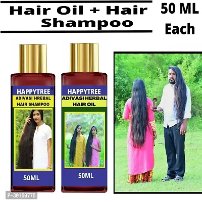 Happytree Organics Adivasi Neelambhari Medicine Hair Oil 50 ml and Shampoo for Hairfall Control and Hair Growth 50 ml-thumb0