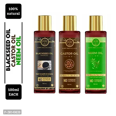 Happytree Organics Blackseed Oil+ Castor Oil+Neem Oil (100 ml each)-thumb0