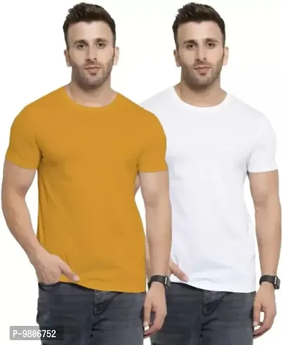 Classy Cotton Solid Tshirt For Men Pack Of 2-thumb0