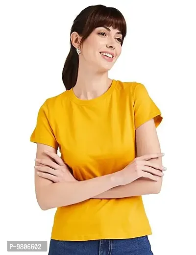 Classy Cotton Solid Tshirt For Women-thumb0