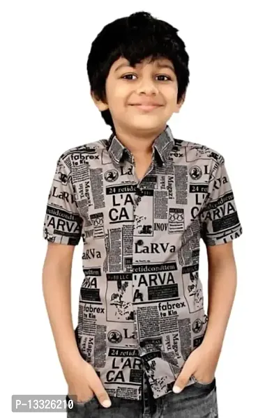 CLOTH BUCKET Boy's Printed Lycra Fabric Shirt Metallic-thumb0