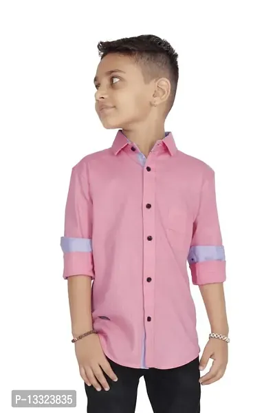 CLOTH BUCKET Clothbucket Kid's Roundneck Fullsleeve Regular Fit Shirts (Pink) Size:-(Upto 10 Years)