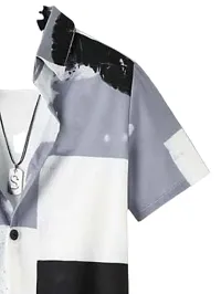 CLOTH BUCKET Boy's Printed Lycra Fabric Shirt Grey-thumb2