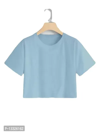 CLOTH BUCKET Women's Western Cotton Collarless Cape Sleeve Crop (LightBlue) (Size:-Medium).-thumb0