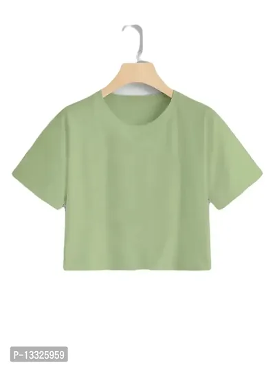 CLOTH BUCKET Women's Western Cotton Collarless Cape Sleeve Crop (LightGreen) (Size:-Small)