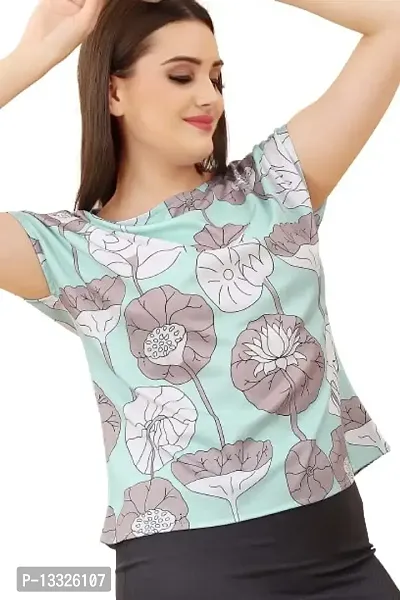 CLOTH BUCKET Women's Lycra Printed Casual Wear T-Shirt-thumb4