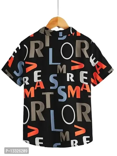 CLOTH BUCKET Boy's Printed Lycra Fabric Shirt Black-thumb2