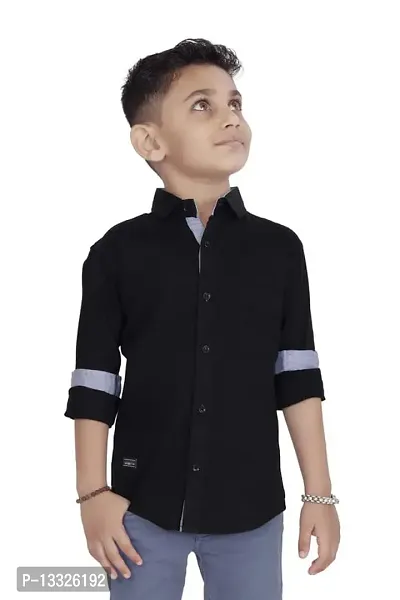 CLOTH BUCKET Clothbucket Kid's Roundneck Fullsleeve Regular Fit Shirts (Black) Size:-(Upto 9 Years)