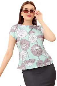 CLOTH BUCKET Women's Lycra Printed Casual Wear T-Shirt-thumb1