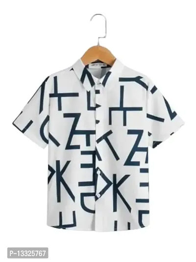 CLOTH BUCKET Boy's Printed Lycra Fabric Shirt Off White