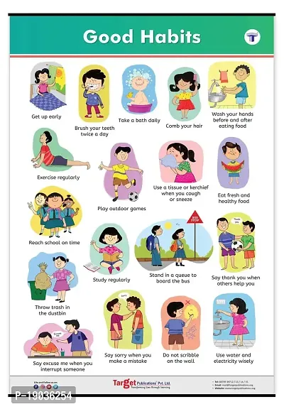 Buy Jumbo Good Habits Chart For Kids Day To Day Good Manners Learning ...