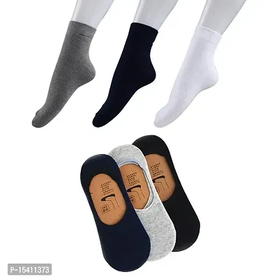 IGNOTO Fashionable Unique Modern Unisex Socks || 3 invisible socks  3 Ankle Socks (Color: Assorted)-thumb0