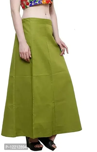 Reliable Green Cotton Blend Solid Stitched Patticoat For Women-thumb2