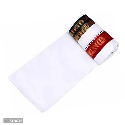 IGNOTO (Pack of 2) Handloom White Cotton Gamcha/Bath Towel/Kerala Thorthu/ Angocha || Light Weight, Fast Absorbing, Quick Drying-thumb4
