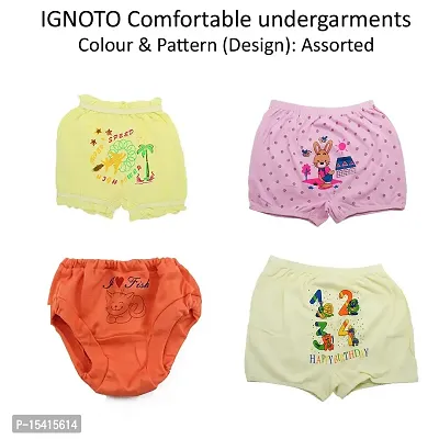 IGNOTO (0/Zero Size(Set/Pair of 6) New Born Baby, Kids Inner Wear Baniyan  Bloomers || Unisex 100% Cotton Housiry with Cartoon Print Brief Cotton Vest Top Undershirt Multicolour-thumb5