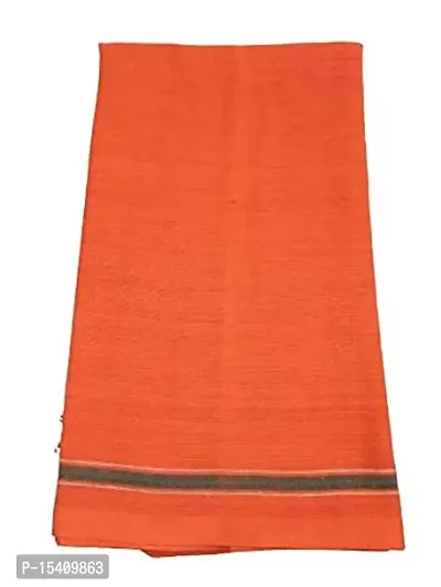 IGNOTO (Pack of 3 Handloom Bhagwa/Saffron Cotton Bath Towel/Kerala Thorthu/ Gamcha/Angocha || Light Weight, Fast Absorbing, Quick Drying-thumb2