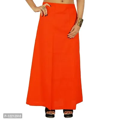 Reliable Orange Cotton Blend Solid Stitched Patticoat For Women-thumb0