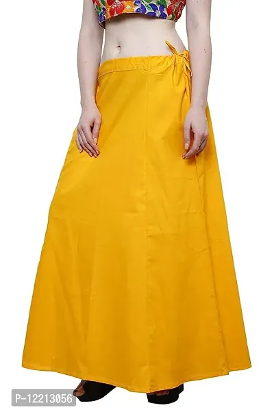 Reliable Yellow Cotton Blend Solid Stitched Patticoat For Women-thumb0